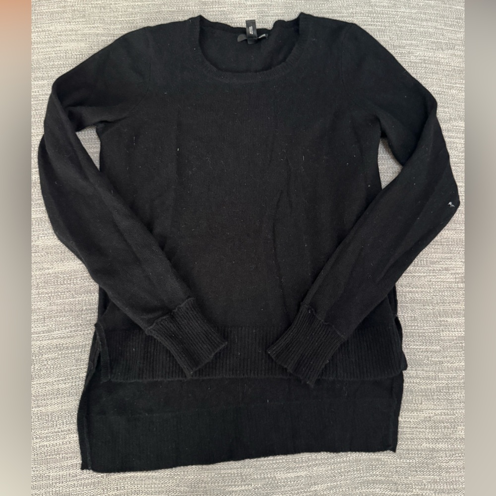 Aqua Cashmere Black Knit Sweater 100% Cashmere